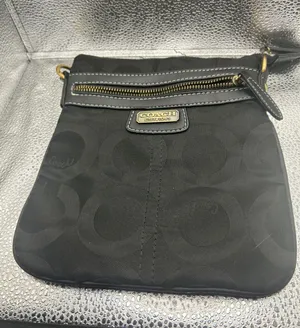 Coach Black Signature Jacquard Small Crossbody Bag Messenger‎ Front Zip Pocket thumbnail 1