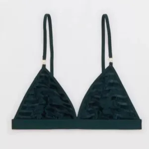 NWT Aerie Velvet Stripe Sexy Holiday Triangle Bralette Deep Forest Green Size‎ S thumbnail 2