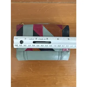 Vtg Fossil Patchwork Soft Leather Teal Wallet Snap‎ Close Zipper Colorblock-Read thumbnail 10
