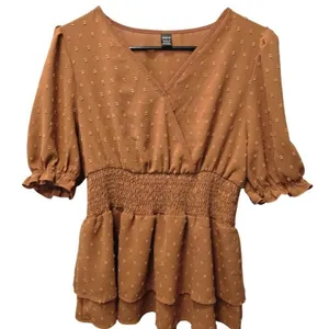 Shein Burnt Orange Ruffled Waist Blouse‎ thumbnail 1