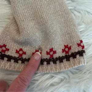 Vintage Fashion Bug Wool Blend Sweater Women’s XL Tie Neck Boho Beige thumbnail 8