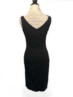 Express Black Draped Pencil Midi Dress Sz 5/6 thumbnail 5