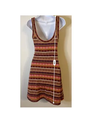 Free People Fair Isle Sweater Dress Fit & Flare Wool Blend PS thumbnail 6