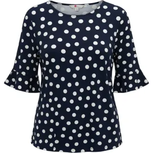 Boden Polka Dot Blouse Women 8 Navy Preppy Coastal Classic Feminine Modest Chic thumbnail 1