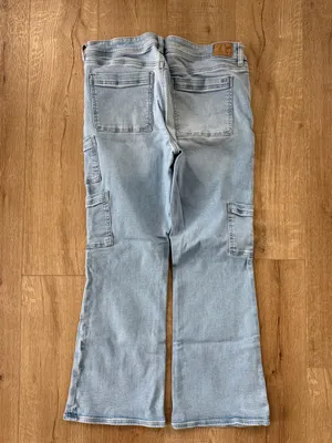 American Eagle Kick Boot Cargo Flare Jeans Size 14 Short Light Wash thumbnail 3