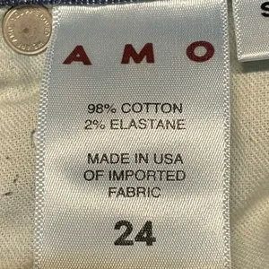 AMO Stix Crop Jeans Forever Blue Size 24 Slim Mid Rise Raw Hem Made USA thumbnail 2