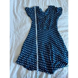Compania Fantastica Spanish Navy White Polka Dot Indie Mini Dress Size Medium thumbnail 11