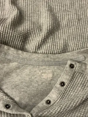 Aerie Light Gray Waffle Henley Crewneck Top Size Small thumbnail 3
