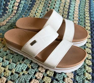 Reef White Platform Two Strap Slide Sandals thumbnail 1