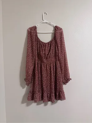Lulu's Rust Floral Tie-Front Mini Dress thumbnail 3