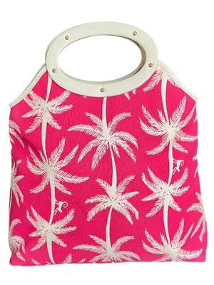 Kate Spade Vintage Hot Pink Monkey Palm Tote Bag w Oval Handles Noel Dot Stamped thumbnail 2