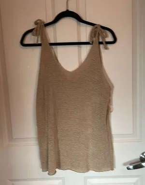 Adorable beige tie shoulder tank wishlist size large thumbnail 2