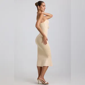 Oh Polly Julane Slinky Jersey Ruched Cut-Out Midaxi Dress in Buttercream Size 4 thumbnail 3