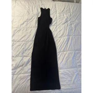 French Connection Black Maxi Dress Side Cutout Sleeveless Ribbed XS thumbnail 8