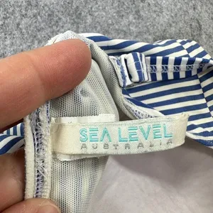 Sea Level Australia Blue White Striped Ruched One Piece Swimsuit‎ US 4 Nautical thumbnail 4