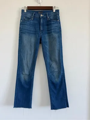 MOTHER The Mid Rise Dazzler Crop Fray Jeans Size 25 Squeeze It Raw Hem thumbnail 2