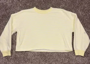 Wild Fable yellow & white striped long sleeve crewneck thumbnail 1