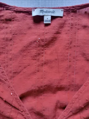 Madewell Women's Rust Red Button-Front V-Neck Blouse Size 6 thumbnail 5
