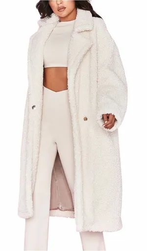 House of CB Bear Coat Milk White Size Small NWT Faux Fur Sherpa thumbnail 1