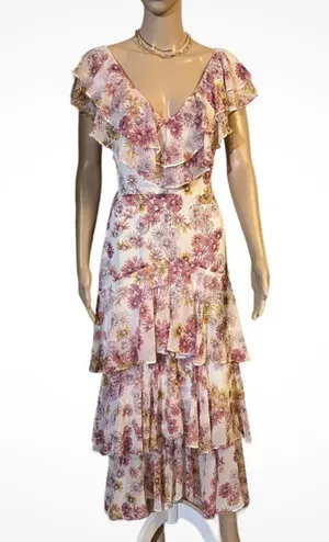 Wayf Floral Tiered Midi Dress flounce Large midi nwot flattering thumbnail 1