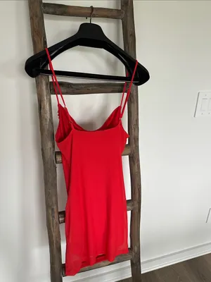 Forever 21 Bright Red Draped Slip Dress / XS-Small thumbnail 4
