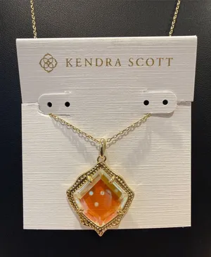 Kendra Scott | Gold Plated Iridescent, Orange & Blue Pendant Necklace thumbnail 1