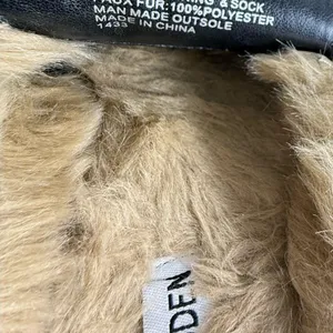 Steve Madden Black Leather Mules with Tan Fur Lining thumbnail 5
