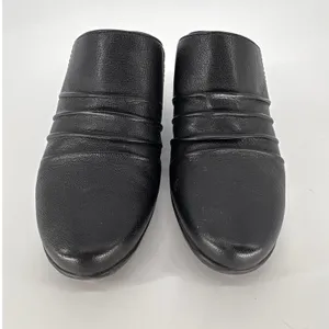 Clarks‎ Collection Mules Womens 6 Black Leather Ruched Slip On Block Heel Shoes thumbnail 4