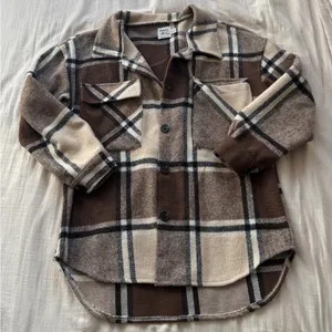 Princess Polly Brown Plaid Lightweight Jacket thumbnail 4