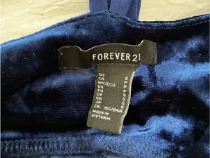 Forever 21 Navy Blue Crushed Velvet Strappy Mini Dress thumbnail 2