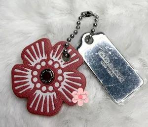1.5" COACH Silver Tea Rose Flower Floral Bag Charm Hang Tag thumbnail 1