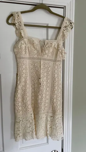 Free People White/Creme Lace Mini Dress thumbnail 1