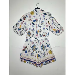 LABEL OF LOVE Women's Size L White Euro Summer Portofino Linen Playsuit Romper thumbnail 3