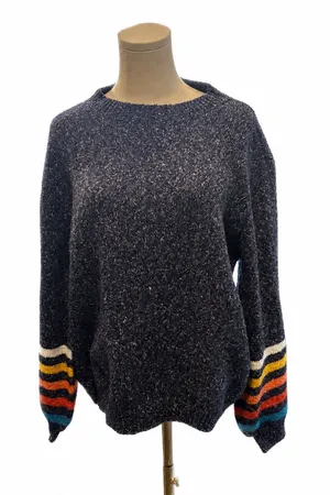 KORI America Striped Sleeve Marled Knit Sweater thumbnail 1
