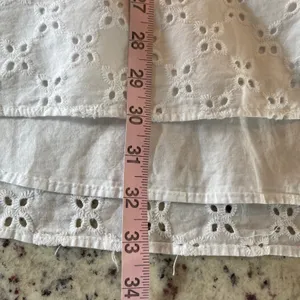 Zara Eyelet Mini Dress Womens Large White Boho Coastal Cotton‎ Tunic Embroidered thumbnail 10
