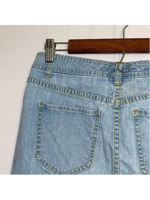 Tommy Hilfiger Y2K Low Rise Lace Trim Denim Mini Skirt Size 4 thumbnail 6