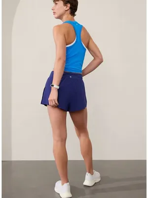 Athleta M Fast Route Lasercut Run Short Medium Deep Marine Purple thumbnail 2