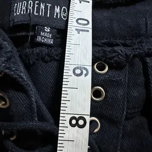 Dolls Kill Current Mood Stitch Lace-Up Patchwork Jeans black stretch denim s got thumbnail 6