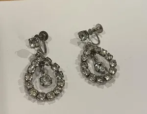 Signed Coro Vintage Silver Tone Screw On Non Pierced Dangle Drop Earrings thumbnail 6