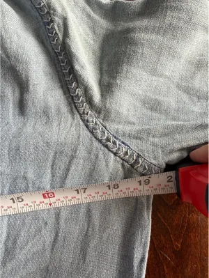 Madewell Light Wash Denim Dress with Long Sleeves and Tie Cuffs thumbnail 7