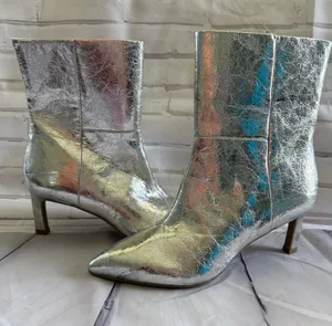 DV by Dolce Vita Gracie Metallic Silver Pointed-Toe Ankle Boots thumbnail 1