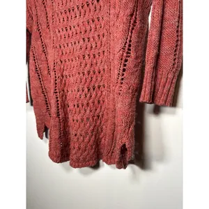 AMERICAN EAGLE Open Knit Crochet High‎ Low Sweater Size Medium Burnt Orange Y2K thumbnail 5