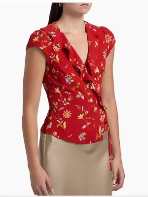 NWT $168 Reformation Clemence Print Wrap Top 8, BORSA thumbnail 7