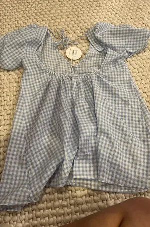 Blue And White Staud Backless Mini Dress thumbnail 1