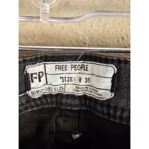 Free People Womens Washed Out Black Lace Inset Flare Jeans‎ 31 thumbnail 4