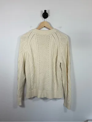 J. Crew Women’s Cotton Cable Knit Crewneck Sweater Ivory Size S thumbnail 9