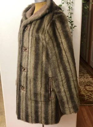 Dennis Basso Coat Reversible Faux Suede Fur Mink Brown Hooded thumbnail 7