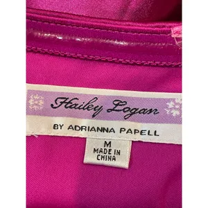 Hailey Logan by Adrianna Papell Satin One Shoulder Ruffle Dress Size M Pink thumbnail 3