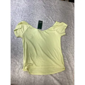 Wild Fable Womens Light Yellow Ribbed V-Neck Short Sleeve Top‎ Size S NWT thumbnail 4