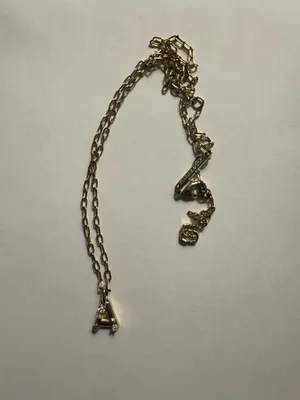Kendra Scott Letter A Gold Short Pendant Necklace in White Crystal thumbnail 3